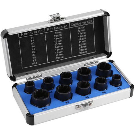10 Pieces Screw Extractor, Universal Anti-Theft Nut Extractor, Female Torx Socket Set for Removing Rusty, Damaged and Rusty Bolts (1/4)