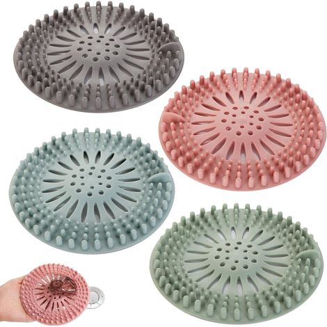 Filtre Cheveux En Silicone - 4 Pièces - Universel Pour Évier Cuisine Salle De Bain Baignoire - Diamètre 9,5 cm (1/5)