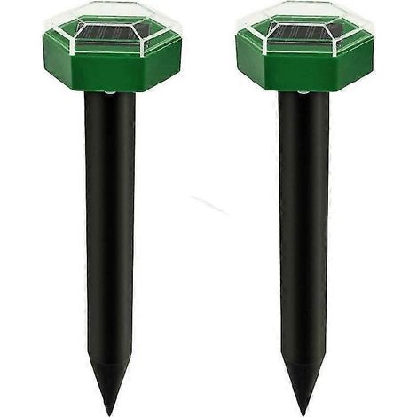 2 Piquets Solaires Anti-Taupes Ultrasons, Répulsif Taupe et Campagnol à LED, Rayon d'Action Étendu, Résultats Rapides, Lot de 2 (1/4)