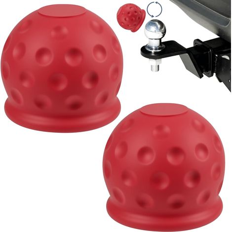 2 Pièces Cache Boule Attelage Voiture, Protection Boule Attelage Voiture, Couvercle pour Boule d'Attelage en Caoutchouc, Universelle en Protection Contre Rouille et Oussière, Rouge (1/5)