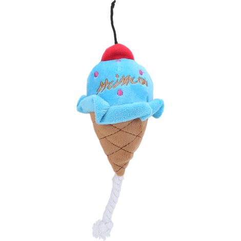 Eiscreme-Plüschtier für Haustiere – Weiches Plüschtier mit Quietscher und Kiefer für Welpen – Blau (1/5)
