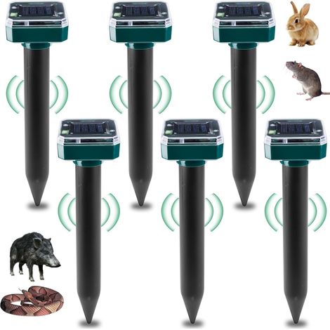 Lot de 6 répulsifs solaires pour souris, répulsifs anti-serpents d'extérieur, répulsifs ultrasoniques pour souris pour pelouse et jardin