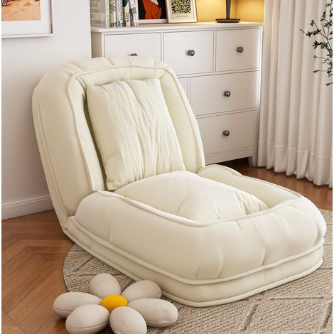 Canapé-lit pliable 180 x 90 x 26 cm, 5 positions, 2 coussins, crème OKMYHOME (1/5)