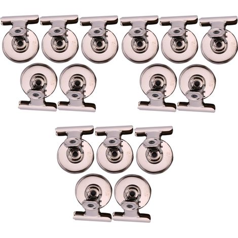 Juego de 15 clips magnéticos con imanes, para pared, notas, mensajes, color plata. (1/4)