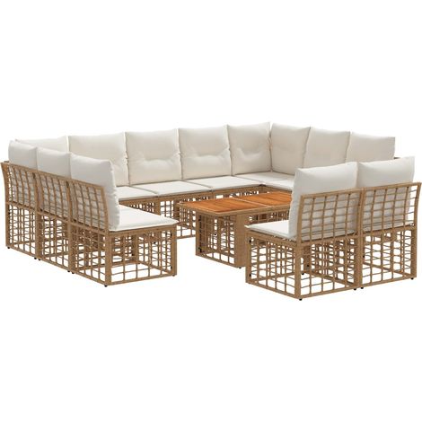 Gartensofa-set 12 stk. Natürlich und Cremweiß Poly-Rattan vidaXL (1/5)