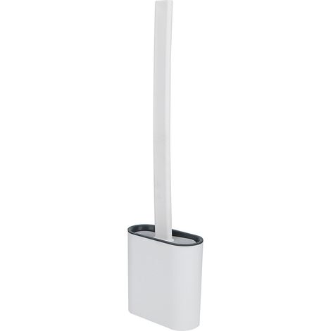 Brosse WC murale de nettoyage en profondeur avec support à séchage rapide et manche long, blanche. (1/5)