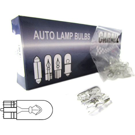 Set 10 lampade alogene T10 W3W 12V 3W tutto vetro W2,1x9,5d per interni auto