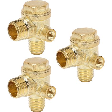 3-teiliges Rückschlagventil, 3-Wege, Messing, für Luftkompressoren, Gewinde, Zentral-Pneumatikzubehör, 8 mm, 16 mm, 14 mm (1/5)