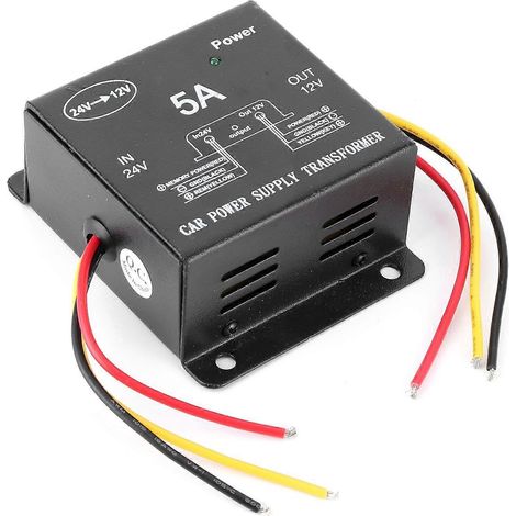 Convertisseur de puissance 5A 24V vers 12V (transformateur abaisseur) pour camions, camping-cars, yachts, systèmes audio et de navigation (rénovation). (1/4)