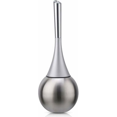 Porte-brosse WC autoportant en acier inoxydable finition brossée polie ensemble WC salles de bains (brosse incluse)-argent (1/5)