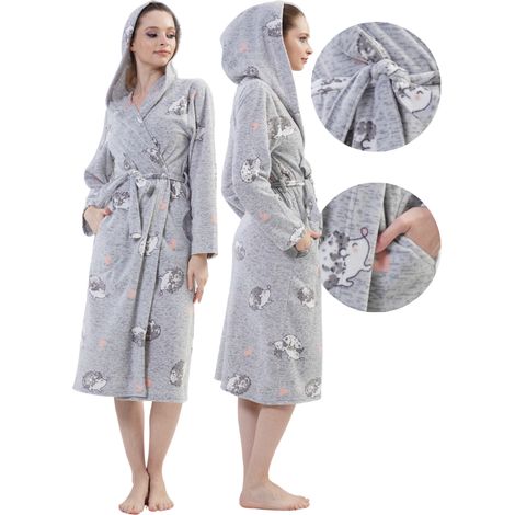 Damen-Fleecebademantel Vienetta, Größe XL, warm und bequem, mit Kapuze (1/5)