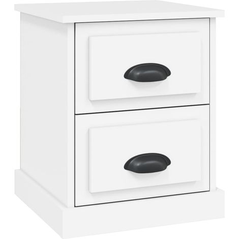 Mesita de noche con dos cajones 39 x 39 x 47,5 cm madera contrachapada blanca DEC033324