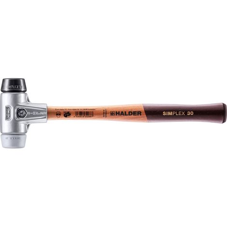 HALDER SIMPLEX Schonhammer Ø 30 mm Gummi schwarz / TPE-mid grau mit Aluminiumgehäuse (1/5)
