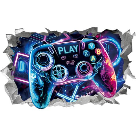 autocollant mural 3D manette de jeu
