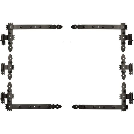Kotarbau – Penture équerre 600 x 300 mm – Acier enduit de poudre – 6 pièces avec gonds – Résistante aux intempéries pour volets et portails