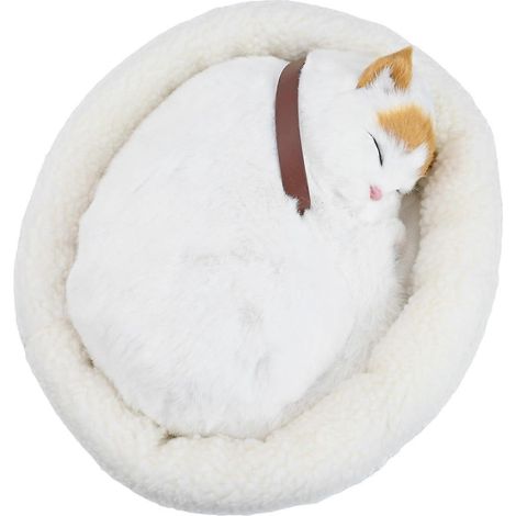 Peluche chat réaliste respirant, animal électronique doux, déco maison/voiture, cadeau, jaune oreilles tachetées (1/5)