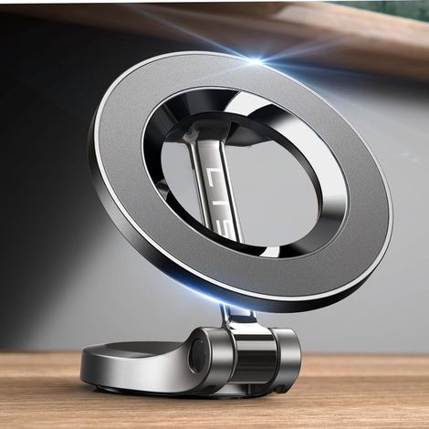 Soporte para teléfono de coche, [24 imanes N52] Soporte magnético giratorio de 360° para salpicadero, compatible con Apple iPhone 15, 14, 13, 12 Pro Max y otros smartphones (plateado) (1/5)