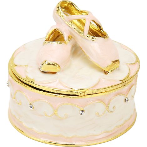Écrin à bijoux ballet chaussons décoratif, boîte à trésors élégante avec strass, coffret compact pour bagues et accessoires (1/5)