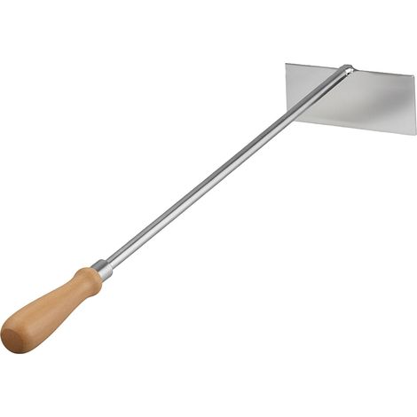 Rastrello per cenere Relaxdays, acciaio inox, manico in legno, 58,5 cm, paletta per camini e stufe, gancio per cenere.