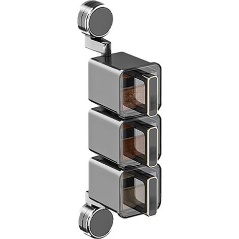 Pots à épices transparents et hermétiques, empilables, gris, à suspendre au mur, au réfrigérateur ou dans un placard. (1/5)