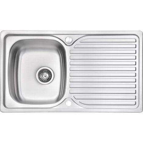 JASSFERRY Évier de cuisine 1 Bac , Acier Inoxydable, égouttoir réversible, 860 x 500 mm avec trop-plein