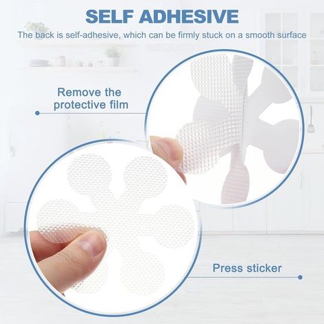 Autocollants antidérapants pour le bain en forme de flocon de neige - Sécurité dans la salle de bain - Lot de 12 - Blanc (1/5)