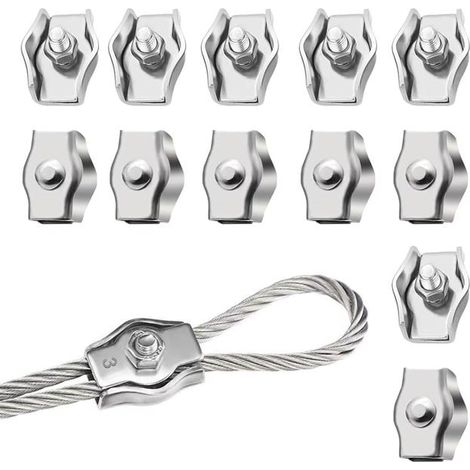 12-pack M3 cable ties - 304 stainless steel - suitable for wire ropes - clothesline tensioners - fixed type