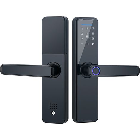 The smart lock is compatible with the Tuya Smart app and features a fingerprint recognition system. (1/5)