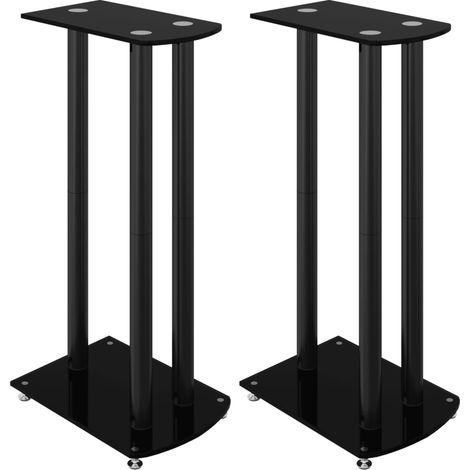 Supports de haut-parleurs 2 pcs noir verre trempé 3 piliers CFW84768 (1/5)