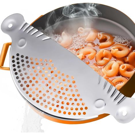Egouttoir Pates, Passoire pour Casseroles en Acier Inoxydable, Passoire pour Pâtes pour Casseroles Jusqu'à 26 cm de Diamètre, Plat Couvercle Pratique pour égoutter Pâte, pour Légumes et Pâte (1/5)