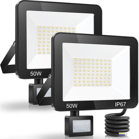 Projecteur LED extérieur 50W – 5000 lumens – IP67 étanche – 7000K blanc froid – Aluminium aéronautique – Installation facile – Pour entrepôts et jardins - 5000LM (1/5)