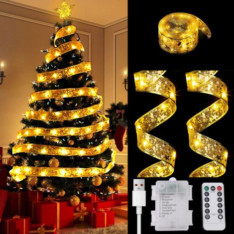 AMXCNOY 10m 100 LED Lichterkette mit Batteriebetrieb für Innen- und Außenbeleuchtung, Schlafzimmer, Hochzeitsdekoration, Party, Weihnachten, Baumdekoration (Warmweiß) [Energieklasse A] (1/4)