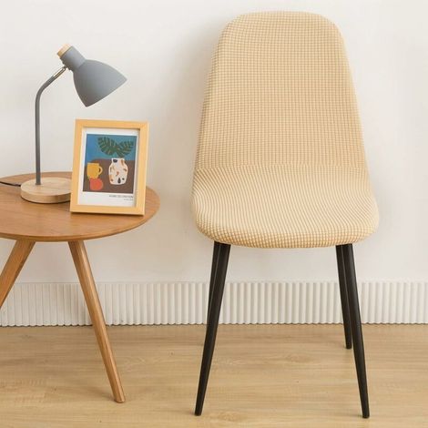 VURAHOME - Housse de Chaise de Salle à Manger Scandinaves Housse de Chaise Extensible Jacquard Couverture de Chaise 4 Pieces Beige Jaune
