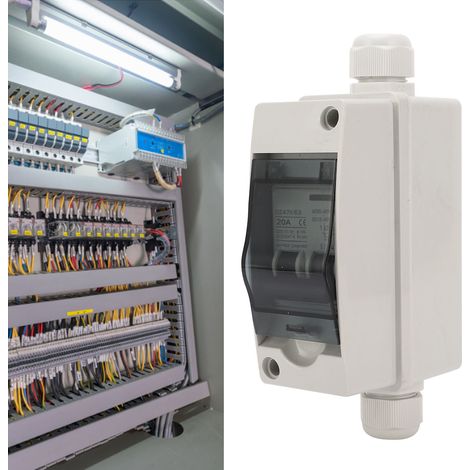 Boîtier de disjoncteur miniature extérieur BAOYI 20A avec boîtier sur rail DIN pour panneaux solaires, disjoncteur miniature IP65 pour boîtes de distribution, disjoncteur photovoltaïque à double alime (1/5)