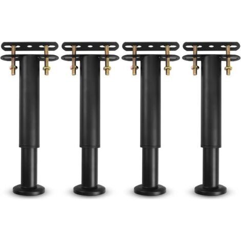 Pied De Lit, Pieds De Sommier, De Lit Liaison MéTal RéGlables en MéTal Pieds pour Sommier, TrèS RéSistants Convient pour Lattes Universel Sommier MéTal, Armoire, Canapé 18-31Cm (Noir) Lot De 4 Pied (1/5)