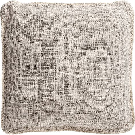 Coussin carré en coton blanc cassé - blanc cassé (1/3)