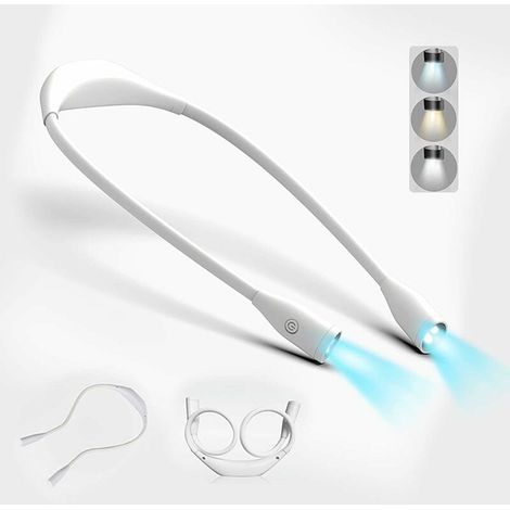 Lampe de Lecture de Cou LED, Lampe de Cou Liseuse LED Hug Rechargeable à 4 LED avec 3 Modes de Couleur et Gradation en Continu, Lampe de lecture pour Bricolage, Tricot, réparation, Camping (1/5)