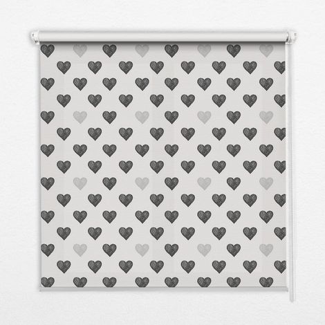 Tenda a Rullo Interna per Finestra - Tenda Filtrante Luce - Tenda Privacy - Tenda Decorativa Rettangolare - Rullo per Interni - (110 cm x 140 cm) - Cuori Oscuri