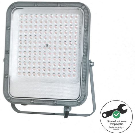 Projecteur mural gris LED IP65, 10000 lumens, conso 100W (éq 550W), Blanc chaud - DIGILAMP (1/5)