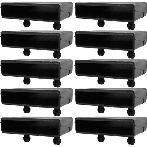 10x Embout support de latte simple 63 x 12 mm en plastique pour sommier cadre métal Embout Lit Meuble Fixation Clips Tenon, Noir (1/5)