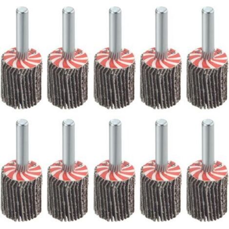 10 Pièces 20×25MM Roues à lamelles montées avec tige 6MM Roues à lamelles 80 Grit Flap Wheels Set