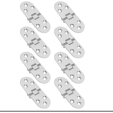 Paquete de 8 bisagras plegables de 180 grados para mesa, bisagras abatibles de aleación de zinc de alta resistencia para máquinas de coser y bandejas tipo mayordomo, 7,8 x 3 cm (plateado) (1/5)