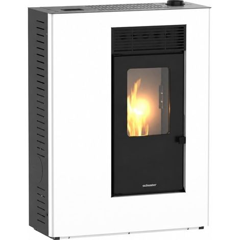 Estufa de Pellets Canalizable Slim 10 kW TIANA Blanca Fondo 36 cm