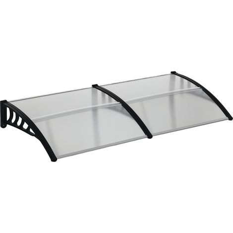 Abri de porte, protection contre pluie, vent et grêle, polycarbonate, barres de liaison en aluminium, 200 x 96 x 27 cm, Noir (1/4)