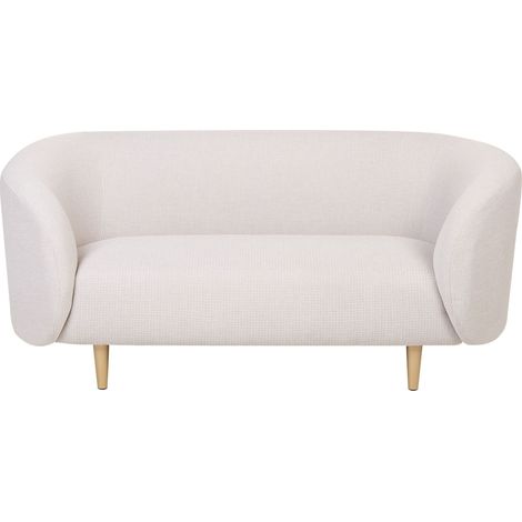 Canapé 2 Places Tissu Beige Pieds Dorés Dossier et Accoudoirs Unis Loen
