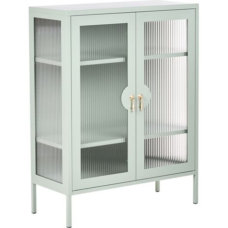 Storage Unit Mint Green Steel Metal Office Cabinet Shelves Leg Caps Industrial Design Living Room Home Office Furniture GLEORA