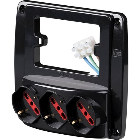 Multiprise Murale Emilia Smart, 3 Prises Schuko, Noir