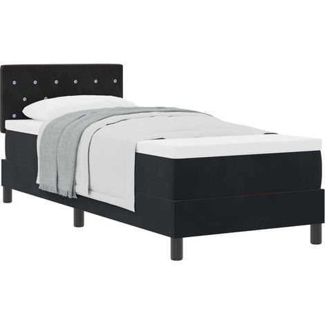 Matelas à ressorts noir, avec matelas, 80 x 200 cm, tissu velours. (1/5)