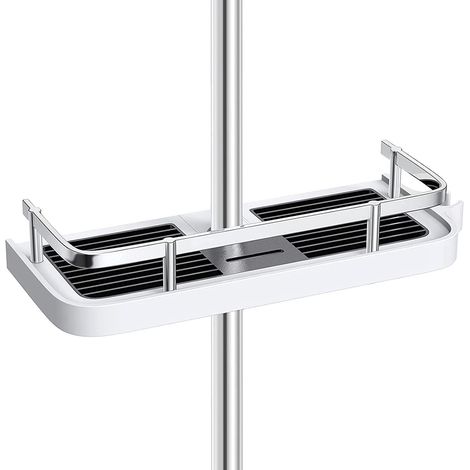 Étagère de douche sans perçage pour la barre de douche. Rangement de salle de bain avec support de douche.
