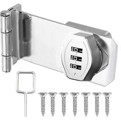 4 pouces Loquet Porte avec Serrure a Code, Verrou Porte Placard Serrure Armoire Serrure à Combinaison Verrou à Mot de Passe pour Portes, Fenêtres, Garages, Jardins, Salles de Bains noir